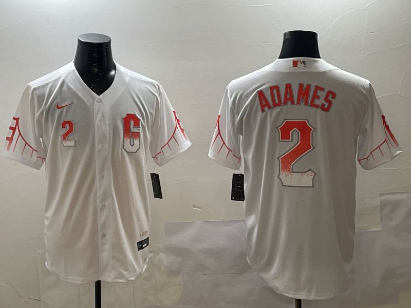 Men San Francisco Giants #2 Adames White City Edition Nike 2025 MLB Jersey style 1